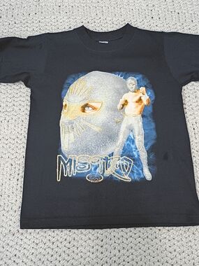 Mistico Kids Youth Black Short Sleeve Graphic Wrestling Tee, Size Large